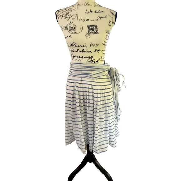 Zara Striped Cotton/silk blend skirt wrap waist small with flaw - Picture 2 of 8